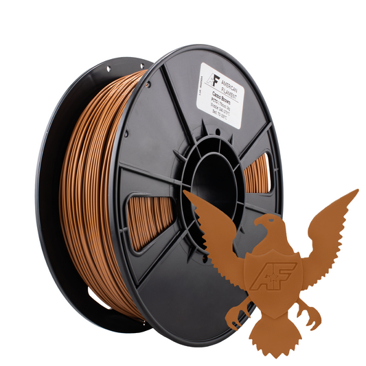 American Filament Camo Brown PCTG spool and a brown printed eagle