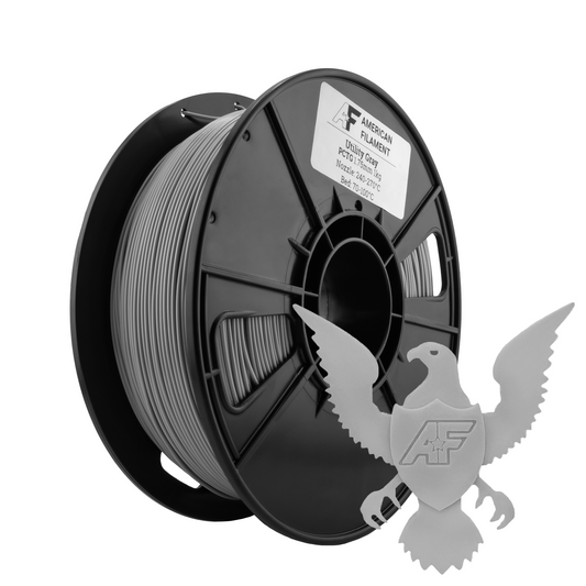 American Filament Utility Gray PCTG spool and a printed eagle